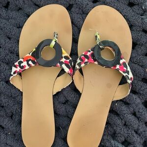 Price Drop Nine West Black and Pink Sandals with Decorative Straps